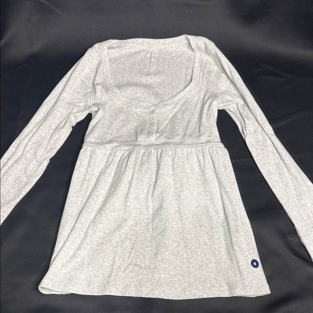 Light Gray Long Sleeve Scoop Neck Tunic Top